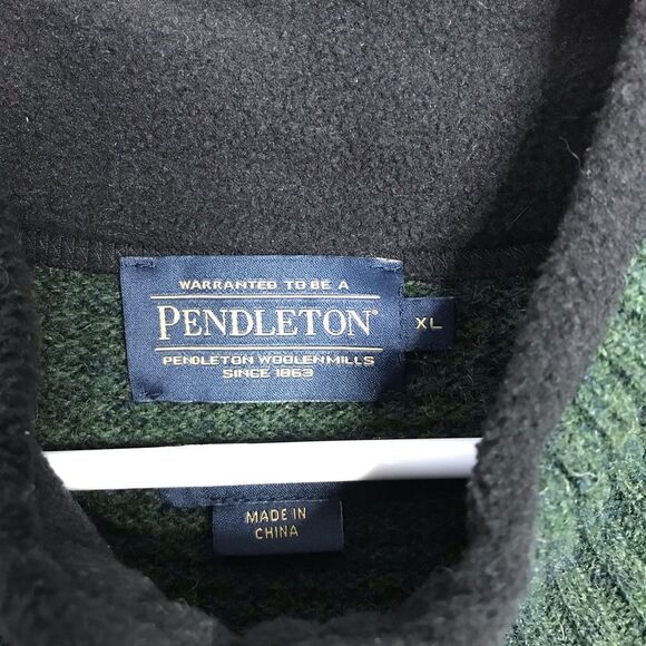 Pendleton Mens Green 100% Shetland Wool Full Zip Sweater Size XL - Picture 7 of 16